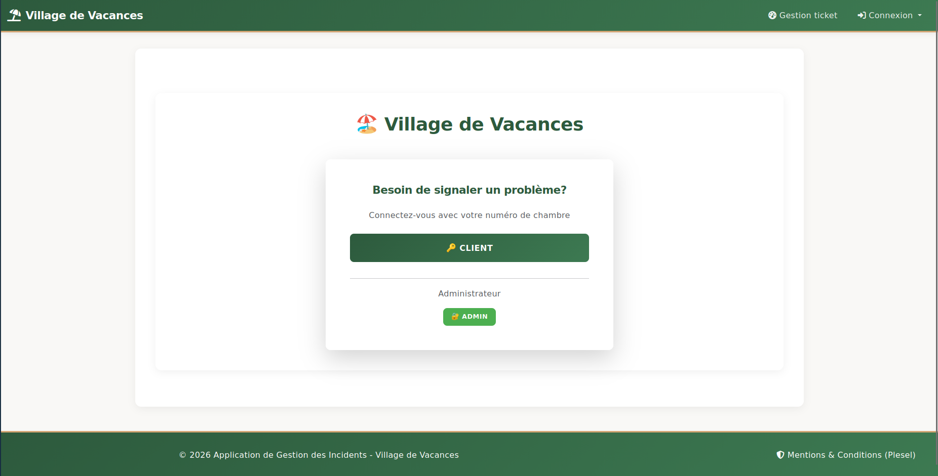 Page d'accueil du projet Flask ticketing