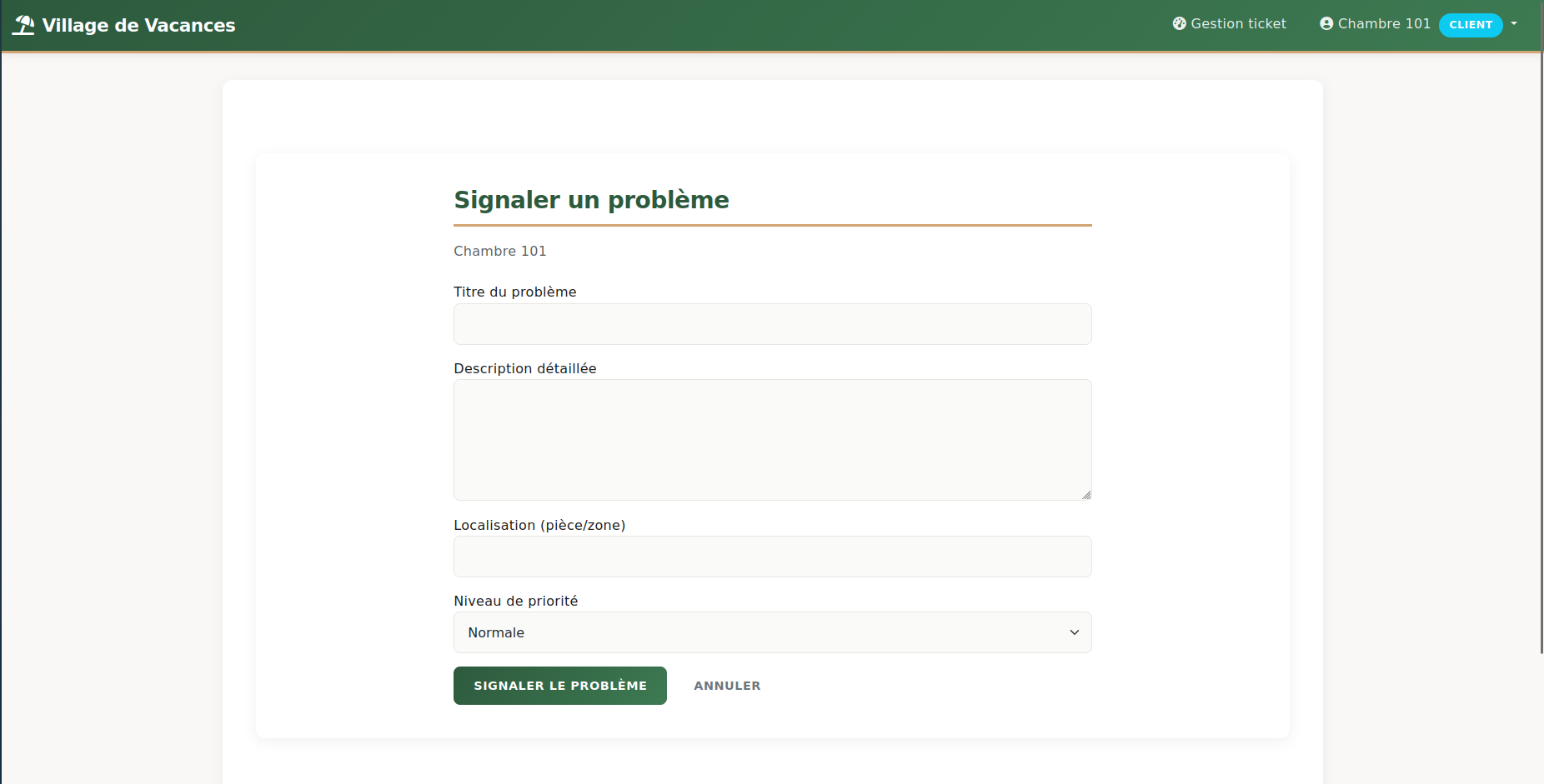 Creation de ticket cote client